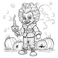 clown simple children coloring page Halloween cute white background book isolated bold scary photo