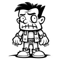 Frankenstein zombie simple children coloring page Halloween cute white background book isolated photo