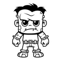 Frankenstein zombie simple children coloring page Halloween cute white background book isolated photo