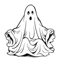 ghost spirit simple children coloring page Halloween cute white background book isolated bold photo