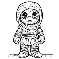 mummy zombie simple children coloring page Halloween cute white background book isolated bold photo