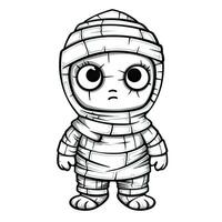 mummy zombie simple children coloring page Halloween cute white background book isolated bold photo