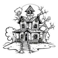 witch house simple children coloring page Halloween cute white background book isolated bold photo