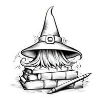 hat books simple children coloring page Halloween cute white background book isolated bold scary photo