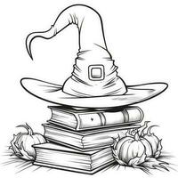 hat books simple children coloring page Halloween cute white background book isolated bold scary photo