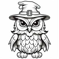 owl simple children coloring page Halloween cute white background book isolated bold scary photo