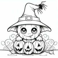 simple children coloring page Halloween cute white background book isolated bold scary photo