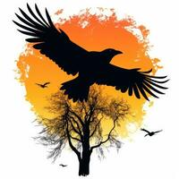 raven halloween clipart illustration vector tshirt design sticker cut scrapbook orange tattoo photo