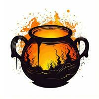 cauldron halloween clipart illustration vector tshirt design sticker cut scrapbook orange tattoo photo