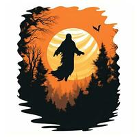 witch halloween clipart illustration vector tshirt design sticker cut scrapbook orange tattoo photo