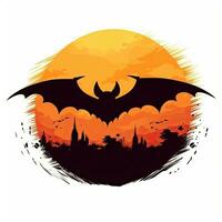 bat moon halloween clipart illustration vector tshirt design sticker cut scrapbook orange tattoo photo