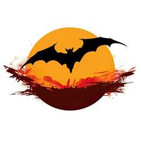bat moon halloween clipart illustration vector tshirt design sticker cut scrapbook orange tattoo photo