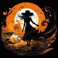 witch halloween clipart illustration vector tshirt design sticker cut scrapbook orange tattoo photo