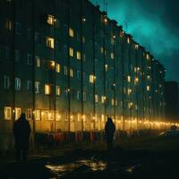 gloomy soviet buildings Russia depressive comfort wallpaper smartphone photo facade night lights