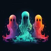 spirits ghosts neon icon logo halloween cute scary bright illustration tattoo isolated vector photo