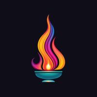 candle flame fire neon icon logo halloween cute scary bright illustration tattoo isolated vector photo