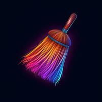 witch mop neon icon logo halloween cute scary bright illustration tattoo isolated vector photo