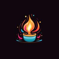 candle flame fire neon icon logo halloween cute scary bright illustration tattoo isolated vector photo