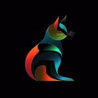 gato gatito neón icono logo Víspera de Todos los Santos linda de miedo brillante ilustración tatuaje aislado vector foto