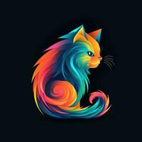 cat kitty neon icon logo halloween cute scary bright illustration tattoo isolated vector photo