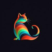 cat kitty neon icon logo halloween cute scary bright illustration tattoo isolated vector photo