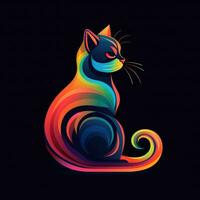 gato gatito neón icono logo Víspera de Todos los Santos linda de miedo brillante ilustración tatuaje aislado vector foto