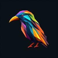 raven bird neon icon logo halloween cute scary bright illustration tattoo isolated vector photo