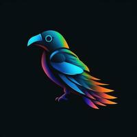 raven bird neon icon logo halloween cute scary bright illustration tattoo isolated vector photo