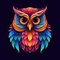 eagle owl neon icon logo halloween cute scary bright illustration tattoo isolated vector photo