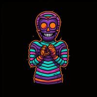 mummy zombie neon icon logo halloween cute scary bright illustration tattoo isolated vector photo
