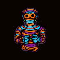 mummy zombie neon icon logo halloween cute scary bright illustration tattoo isolated vector photo