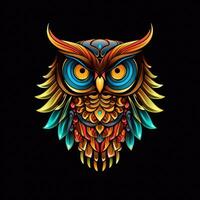 águila búho neón icono logo Víspera de Todos los Santos linda de miedo brillante ilustración tatuaje aislado vector foto