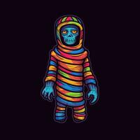 mummy zombie neon icon logo halloween cute scary bright illustration tattoo isolated vector photo