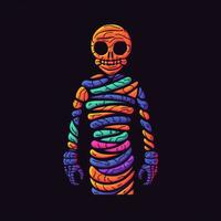 mummy zombie neon icon logo halloween cute scary bright illustration tattoo isolated vector photo