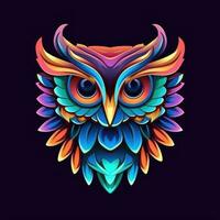 águila búho neón icono logo Víspera de Todos los Santos linda de miedo brillante ilustración tatuaje aislado vector foto