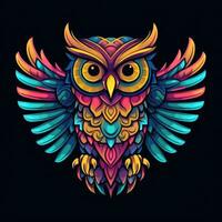 eagle owl neon icon logo halloween cute scary bright illustration tattoo isolated vector photo