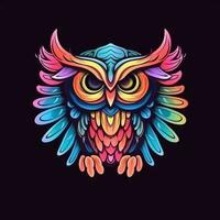 eagle owl neon icon logo halloween cute scary bright illustration tattoo isolated vector photo