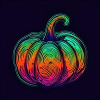 pumpkin jack lantern neon icon logo halloween cute scary bright illustration tattoo isolated vector photo