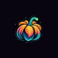 pumpkin jack lantern neon icon logo halloween cute scary bright illustration tattoo isolated vector photo