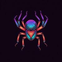 araña web neón icono logo Víspera de Todos los Santos linda de miedo brillante ilustración tatuaje aislado vector foto