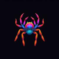 araña web neón icono logo Víspera de Todos los Santos linda de miedo brillante ilustración tatuaje aislado vector foto