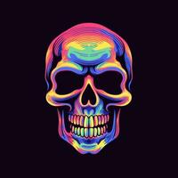 skull head neon icon logo halloween cute scary bright illustration tattoo isolated vector photo