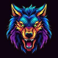 werewolf neon icon logo halloween cute scary bright illustration tattoo isolated vector photo