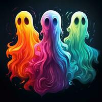 group spirits ghosts neon icon logo halloween scary bright illustration tattoo isolated vector photo