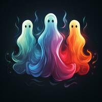 group spirits ghosts neon icon logo halloween scary bright illustration tattoo isolated vector photo