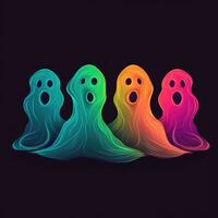 group spirits ghosts neon icon logo halloween scary bright illustration tattoo isolated vector photo