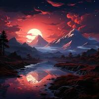 mystery surreal alien landscape world panorama wallpaper mountains rocks clouds illustration photo