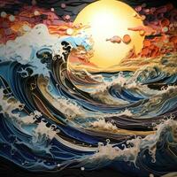 swirl wave ocean layered paper illustration splash fantasy paint liquid graphic artwork photo