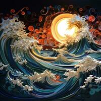 swirl wave ocean layered paper illustration splash fantasy paint liquid graphic artwork photo