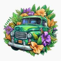 truck jeep colorful tropical splash tshirt design tattoo sticker clipart wave miami paraside photo